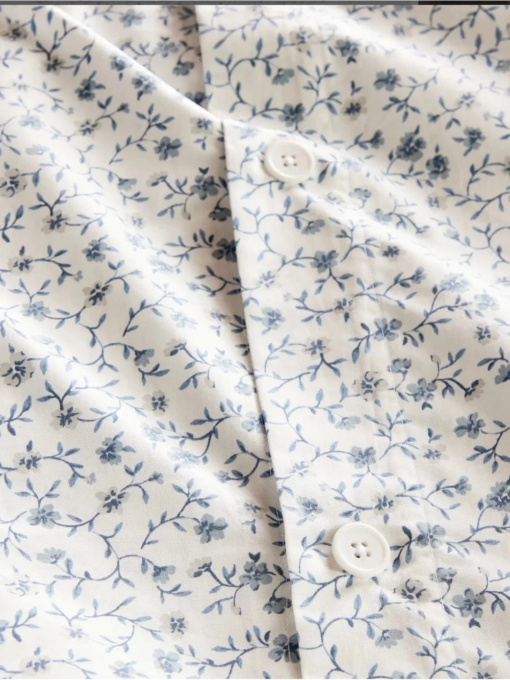 NEW Quince Organic Crisp Percale Floral Duvet Cover, Full/Queen (Blue Florette)
